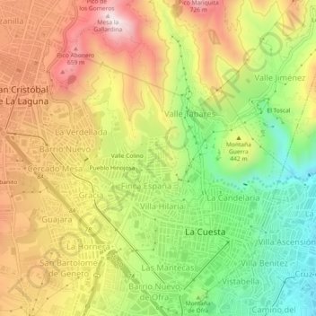 Mappa topografica Las Nieves, altitudine, rilievo