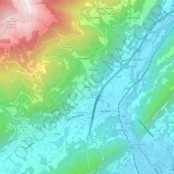 Mappa topografica Vizza, altitudine, rilievo