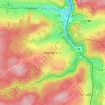 Mappa topografica Provedroux, altitudine, rilievo