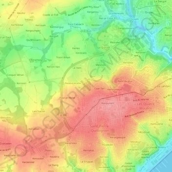 Mappa topografica Menguen, altitudine, rilievo