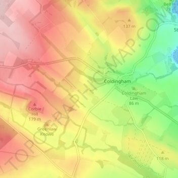 Mappa topografica Temple Hall, altitudine, rilievo
