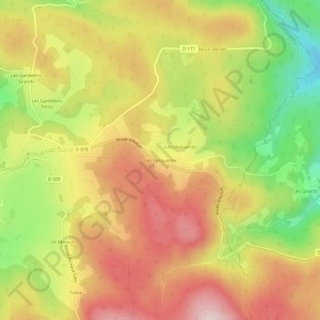 Mappa topografica Les Pasquelins, altitudine, rilievo