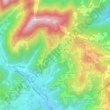 Mappa topografica Contrada Zenari, altitudine, rilievo