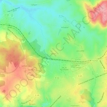 Mappa topografica Esbans, altitudine, rilievo