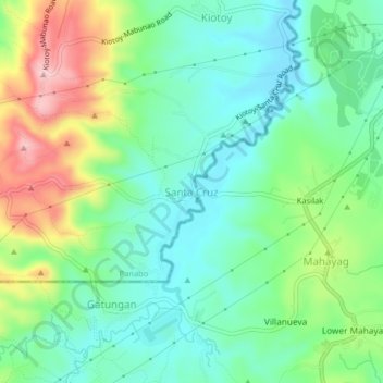 Mappa topografica Santa Cruz, altitudine, rilievo