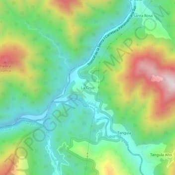 Mappa topografica La Cruz, altitudine, rilievo