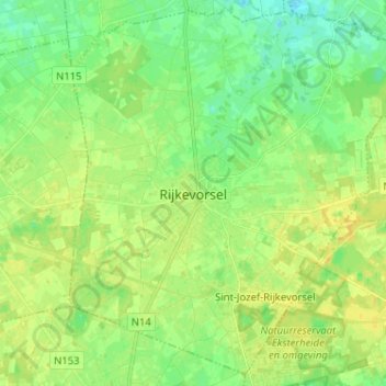 Mappa topografica Rijkevorsel, altitudine, rilievo