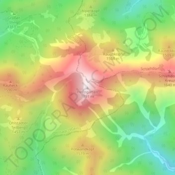 Mappa topografica Heimgarten, altitudine, rilievo