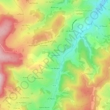 Mappa topografica Les Jolivets, altitudine, rilievo