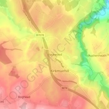Mappa topografica Blackwood, altitudine, rilievo