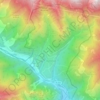 Mappa topografica Berthemont-les-Bains, altitudine, rilievo