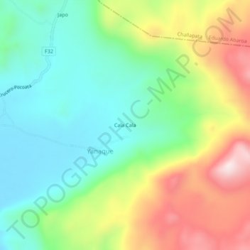 Mappa topografica Cala Cala, altitudine, rilievo