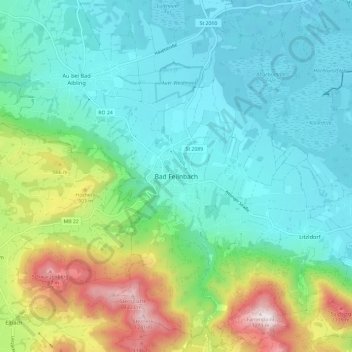Mappa topografica Bad Feilnbach, altitudine, rilievo