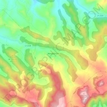 Mappa topografica Montblanquet, altitudine, rilievo