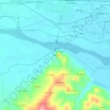 Mappa topografica Rocca, altitudine, rilievo