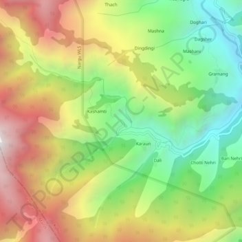 Mappa topografica Telang, altitudine, rilievo