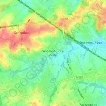 Mappa topografica Sint-Gertrudis-Pede, altitudine, rilievo