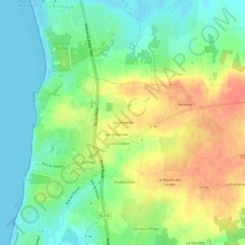 Mappa topografica La Daviterie, altitudine, rilievo