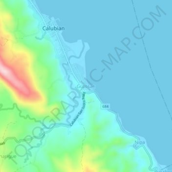 Mappa topografica Gutosan, altitudine, rilievo