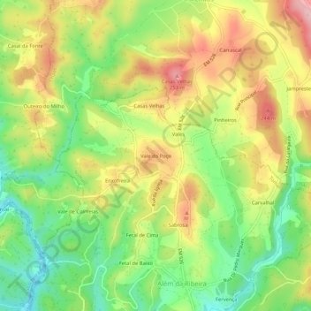 Mappa topografica Vale do Poço, altitudine, rilievo