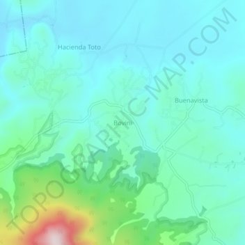 Mappa topografica Bovini, altitudine, rilievo