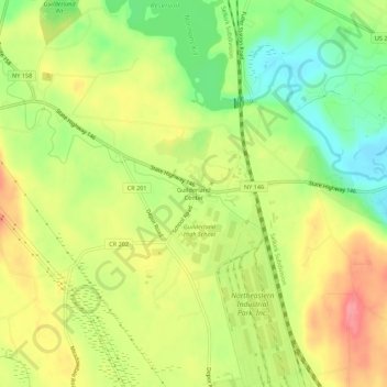 Mappa topografica Guilderland Center, altitudine, rilievo