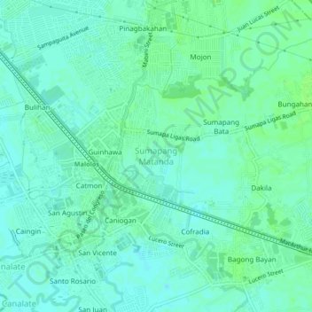 Mappa topografica Sumapang Matanda, altitudine, rilievo