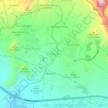 Mappa topografica El Bebedero, altitudine, rilievo