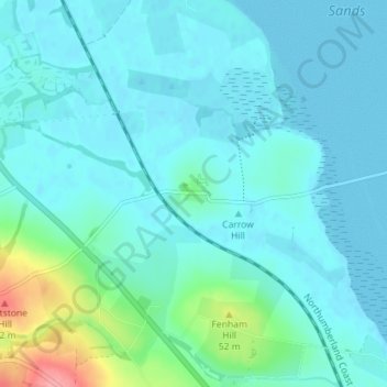 Mappa topografica Beal, altitudine, rilievo