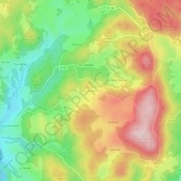 Mappa topografica Le Léry, altitudine, rilievo