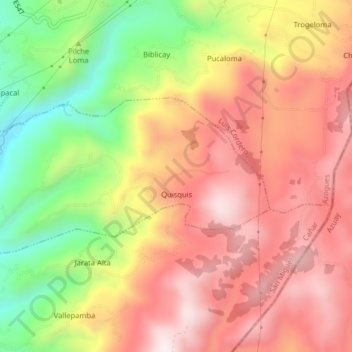 Mappa topografica Borrero, altitudine, rilievo
