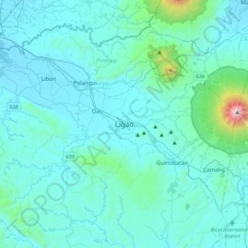 Mappa topografica Ligao, altitudine, rilievo