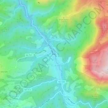 Mappa topografica Atallo, altitudine, rilievo