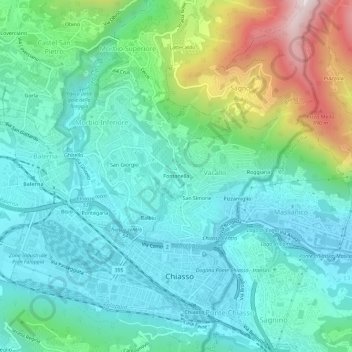 Mappa topografica Fontanella, altitudine, rilievo