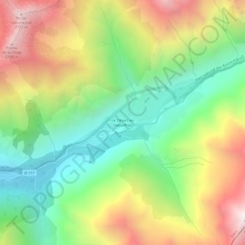 Mappa topografica Le Désert en Valjouffrey, altitudine, rilievo
