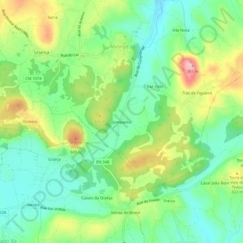 Mappa topografica Junqueira, altitudine, rilievo