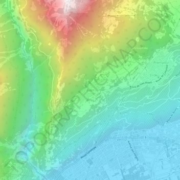 Mappa topografica Aven, altitudine, rilievo