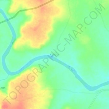 Mappa topografica Kanadi, altitudine, rilievo