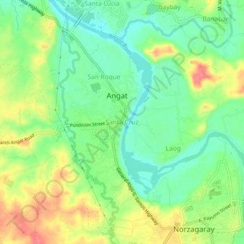 Mappa topografica Santa Cruz, altitudine, rilievo
