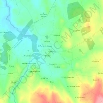 Mappa topografica Paraños, altitudine, rilievo