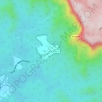 Mappa topografica Someshwara, altitudine, rilievo