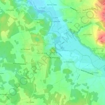 Mappa topografica Le Pinier, altitudine, rilievo