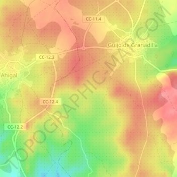 Mappa topografica Alto de los Guijos, altitudine, rilievo