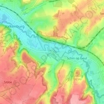 Mappa topografica Oud-Valkenburg, altitudine, rilievo