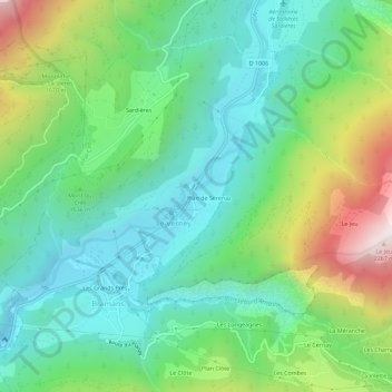 Mappa topografica Lenfrey, altitudine, rilievo