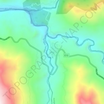 Mappa topografica Lita, altitudine, rilievo