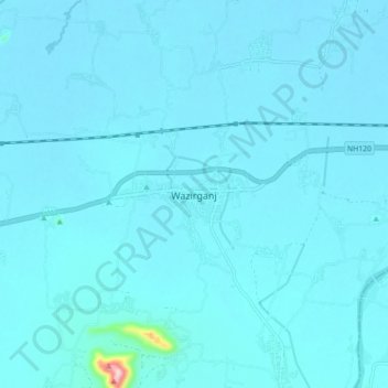 Mappa topografica Wazirganj, altitudine, rilievo