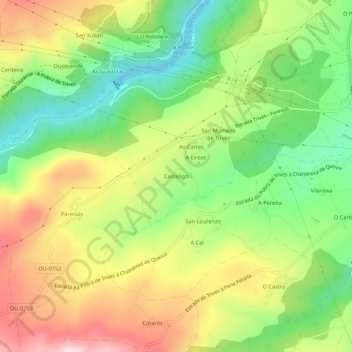 Mappa topografica Casteligo, altitudine, rilievo