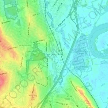 Mappa topografica South Wethersfield, altitudine, rilievo