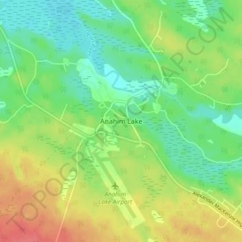 Mappa topografica Anahim Lake, altitudine, rilievo